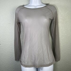 Kate Kasin Mesh Long Sleeve Fitted Top Sz M Gray Sheer Witchy Goth Rave Festival
